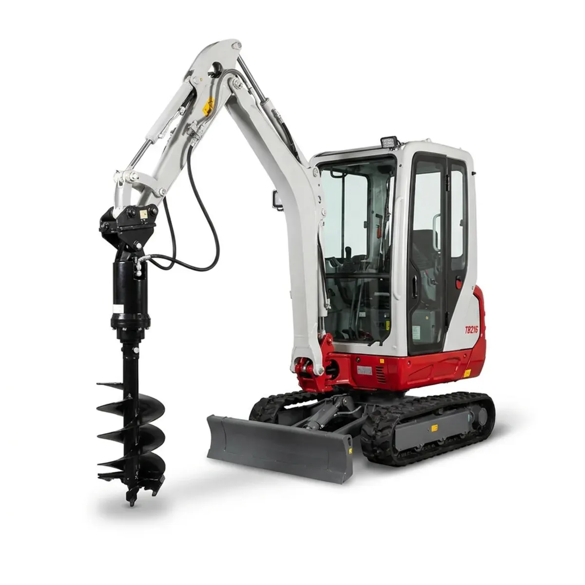 Takeuchi TB216 Minibagger im Einsatz an der Zaunlinie